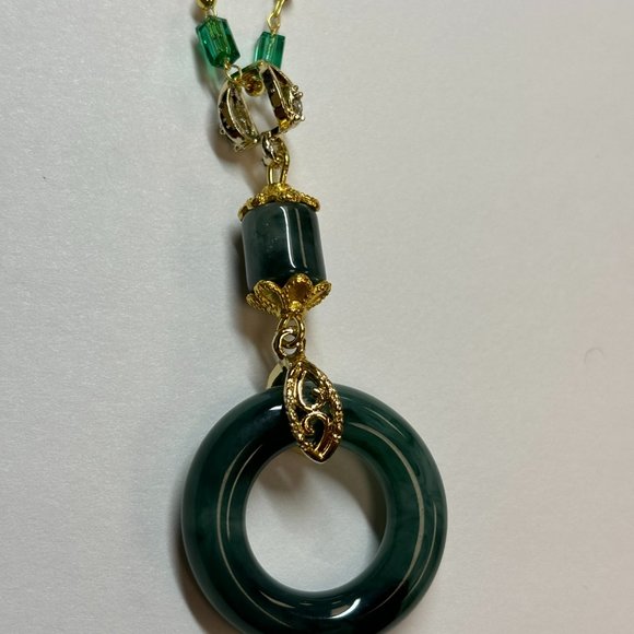 Silver Praying Jade and Gold Energy Links Pendant Necklace - Picture 5 of 12